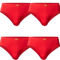 Langsha 浪莎 冰丝内裤男士透气无痕平角裤莫代尔抑菌裆青年大码宽松四角短裤头春夏季薄款 本命年三角款-4条礼盒装 XXL