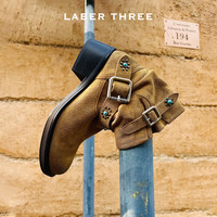 LABER THREE25秋季罗马学院民族风堆堆靴女复古擦色时尚短靴 卡其 36