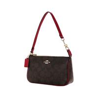 COACH 蔻驰 NOLITA系列 女士单肩包 C3308 IMRVQ 深棕色配红色 小号