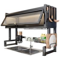 帅仕（shuaishi）厨房水槽置物架沥水架洗碗碟架水池洗碗池收纳架 加高款85长【沥水6件套】