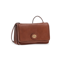 THE BRIDGE 桥牌 手工牛皮小号斜挎单肩包女复古轻奢迷你风琴包 棕色