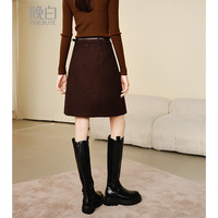 晚白【新品】2025冬款气质小个子毛呢短裙百搭羊毛半裙【不含腰带】 咖色