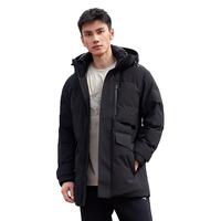 Mizuno 美津浓 男22冬季新款中长款外套防风保温时尚连帽羽绒服 09/黑色 L