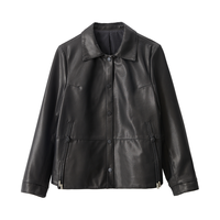 Donizetti 通勤风绵羊皮真皮皮衣外套女皮夹克单皮衣宽松显瘦休闲小皮衣