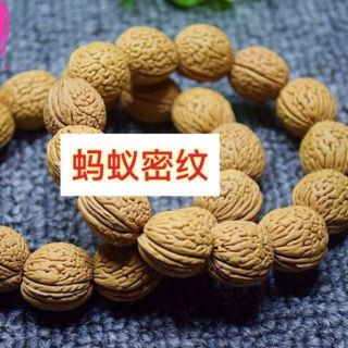 桃核手串野生矮桩脑纹山核桃小桃胡手文玩佛珠链男女15mm 20mm蚂蚁密纹