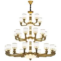 简尊新中式吊灯客厅灯大气别墅复式楼中空玉石大吊灯楼中楼大厅长吊灯 6头直径65高45cm