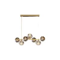 JOICO瑞士品牌餐厅吊灯北欧轻奢长条现代简约全铜创意设计师水晶灯 铜本色 7头 .长65cm 三色调光