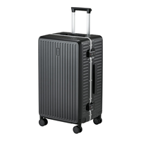 米拉达大容量行李箱女铝框拉杆箱包男26英寸墨玉黑88升密码旅行箱子结实 26英寸 【中长途 88升需托运】