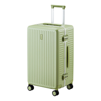 米拉达大容量行李箱女铝框拉杆箱包男24英寸芥末绿71升密码旅行箱子结实 24英寸 【中途 71升需托运】