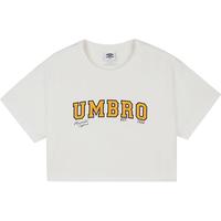 Umbro 茵宝 女款短袖T恤2023夏季新款透气简约百搭印花圆领短款上衣 雪花白 S