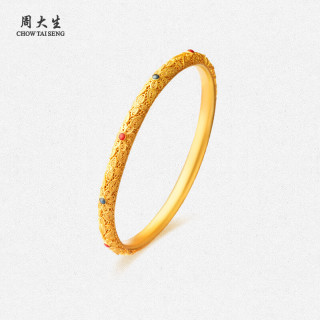 移动端、京东百亿补贴：CHOW TAI SENG 周大生 足银手镯 花丝珐琅 56圈口