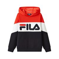 FILA 斐乐 KIDS童装儿童加绒卫衣2022秋冬新款男女童连帽撞色上衣 K12B341215P 传奇蓝-PNV