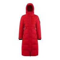 波司登女款羽绒服高端户外长款修身鹅绒服B10142208 亮红1299 155/80A