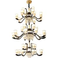 米光惠佳（miguanghuijia）复式楼客厅大吊灯简欧别墅挑空中空臂发光新中式现代简约水晶吊灯 单层6头-灯体直径67*高41cm 配吊链高50cm