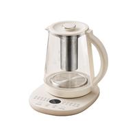 zemkon德国养生壶多功能恒温壶家用烧水壶1.8L大容量加厚玻璃全自动煮茶壶 乳白色+304不锈钢+滤网 1.8L