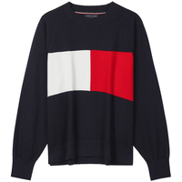 TOMMY HILFIGER Tommy Hilfiger 女装纯棉通勤拼色合身圆领打底衫针织衫毛衣