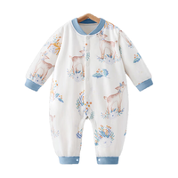 贝肽斯儿童连体衣春秋季夹棉恒温加厚保暖新生儿衣服男女宝宝连体衣 圣鹿花礼 66cm