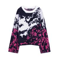 DESIGUAL 【西班牙时尚奢品】25秋冬羊毛混纺撞色提花圆领女士针织衫