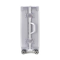 soo 行李箱男铝框商务拉杆箱旅行箱密码箱女皮箱子手拉箱 24英寸银色