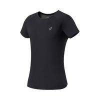 LI-NING 李宁 速干衣女夏季冰丝短袖t恤瑜伽服休闲紧身训练运动服打底衫 基础黑 XL