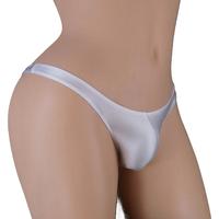 浪莎（LangSha）男士低腰丁字裤锦氨油亮丝滑U凸囊袋男式性感光泽内裤高弹紧身裤 白色 M