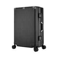 七匹狼行李箱登机20英寸铝框密码拉杆箱大容量万向轮学生男女出差旅行箱 黑色 22寸-短途旅行/托运