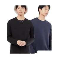 佐丹奴长袖t恤男纯棉针织基础款纯色圆领打底衫18023811 04标志黑/夜晚蓝 M