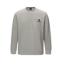 骆驼 CAMEL长袖T恤男抓绒套头圆领冬华夫格宽松卫衣潮男 雾灰蓝,男 M