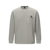 骆驼 CAMEL长袖T恤男抓绒套头圆领冬华夫格宽松卫衣潮男 艾草绿，男 M