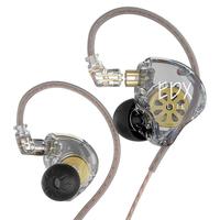  KZ 高音质发烧音乐HIFI级 入耳式有线动圈耳机 可换线  透灰色 无麦版 透灰色 带麦版 L弯型、3.5mm、Type-C