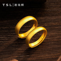 TSL 谢瑞麟 黄金戒指 古法泥鳅对戒 活口 单戒 约3.5克