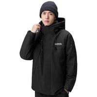 太平鸟女装 太平鸟男装90鹅绒羽绒服GORE-TEX INF连帽冬黑色工装外套 黑色(微阔) M