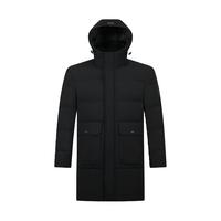 柒牌连帽中长款羽绒服男23冬季时尚休闲保暖厚外套【鹅绒】125JE70740 黑色 M
