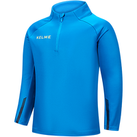 卡尔美（KELME）儿童套头衫足球训练服跑步运动卫衣半拉链上衣 湖蓝 130