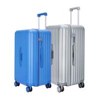 卡拉羊百褶魔方体行李箱二八开巨能装旅行箱减震万向轮休闲拉杆箱CX8118 钢琴黑丨3倍新国标 9000次拉不坏 28英寸丨全家出行七天左右