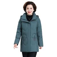 花花公子羽绒服女士中长款鸭绒羽绒衣连帽外套保暖中年装 LJF-2201绿色【羽绒服】 L 95-110斤