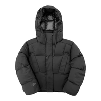 君羽羽绒服女23时尚连帽短款700蓬白鹅绒服秋冬羽绒夹克SC62038 黑色 M