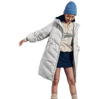 XTEP 特步 中长款百搭纯色羽绒服女保暖防风外套女