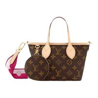 LOUIS VUITTON 欧洲LV/路易威登 23女士棕色帆布配皮可拆卸零钱包手提包