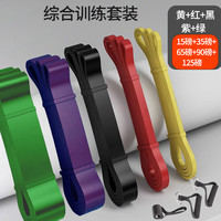 LEDOMODA弹力带阻力带瑜伽拉力带康复力量训练田径引体向上辅助带弹力绳 综合套装黄+红+黑+紫+绿+门扣	