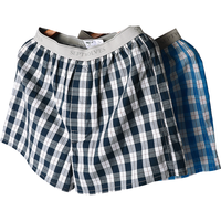 七匹狼内裤男士纯棉宽松阿罗裤100%新疆棉质舒适全棉短裤居家裤夏季透气 1条装/藏青(宽边格纹款) M(80-100斤/腰围1.8-2.0尺)