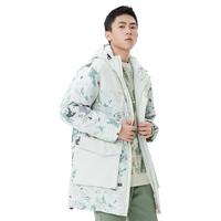 美特斯邦威 国货美特斯邦威冬季羽绒服男装迷彩工装连帽中长款羽绒服