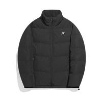 XTEP 特步 羽绒服男士秋冬季短款修身时尚保暖外套简约加厚训练上衣运动立领 黑茶棕 L