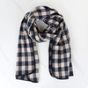 映棠 新款韩版包边格子仿羊绒围巾女时尚格纹学生情侣围脖加厚保暖披肩 蓝色