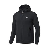 李宁 LI-NING摇粒绒卫衣男系列加绒保暖开衫连帽外套AWDT793 【加绒】黑色-3 XXL