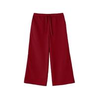 無印良品 MUJI(無印良品 ) IDEE 男女通用 棉麻 刺绣 宽版裤 裤子长裤休闲裤无性别男款女款 红色 M(165/74A)