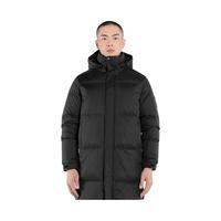 黑冰户外登山防风保暖防水透湿男士中长款加厚连帽羽绒服 黑色 M