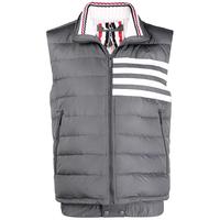 汤姆·布朗 THOM BROWNE 男士四条纹漏斗领中灰色滑雪服羽绒服背心