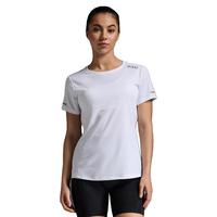 2XU Aero系列 夏季女士跑步圆领运动t恤吸汗透气速干衣短袖上衣 白/银反光 M