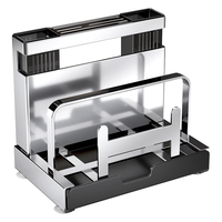 美厨物语厨房置物架304不锈钢刀架刀具收纳架菜刀架刀铲置物架筷筒砧板架 【304双筷筒+沥水盘】开箱即用